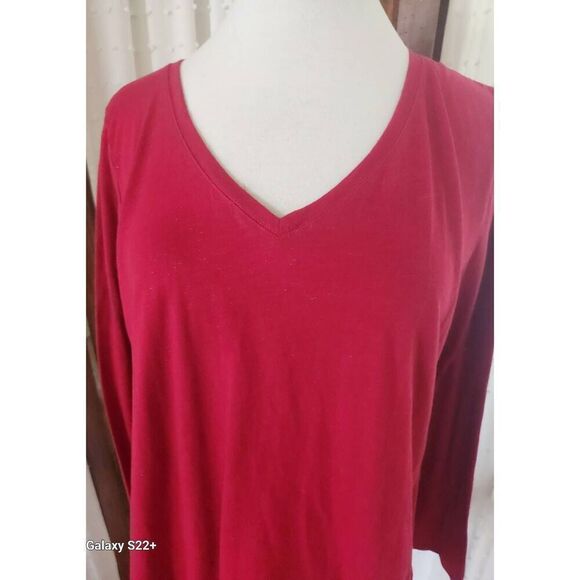 T80 Sonoma Good For Life red long sleeve everyday tee with silver sparkles - Picture 2 of 8